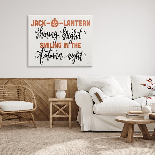 Stupell Industries Autumn Jack-o-Lantern Phrase Canvas Wall Art